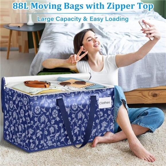 Moving Bags, Extra Large Size Moving Boxes, Heavy Duty Luggagewith Smooth Zipper - Picture 5 of 7